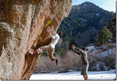 Paul Robinson climbing Resonated in Eldorado Canyon