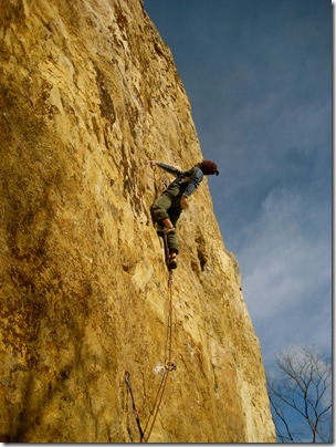 Peter Bonamici climbing Blank Man (5.13b) at Red Wing, MN