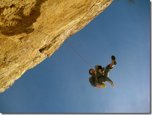 Peter Bonamici climbing Blank Man (5.13b) at Red Wing, MN